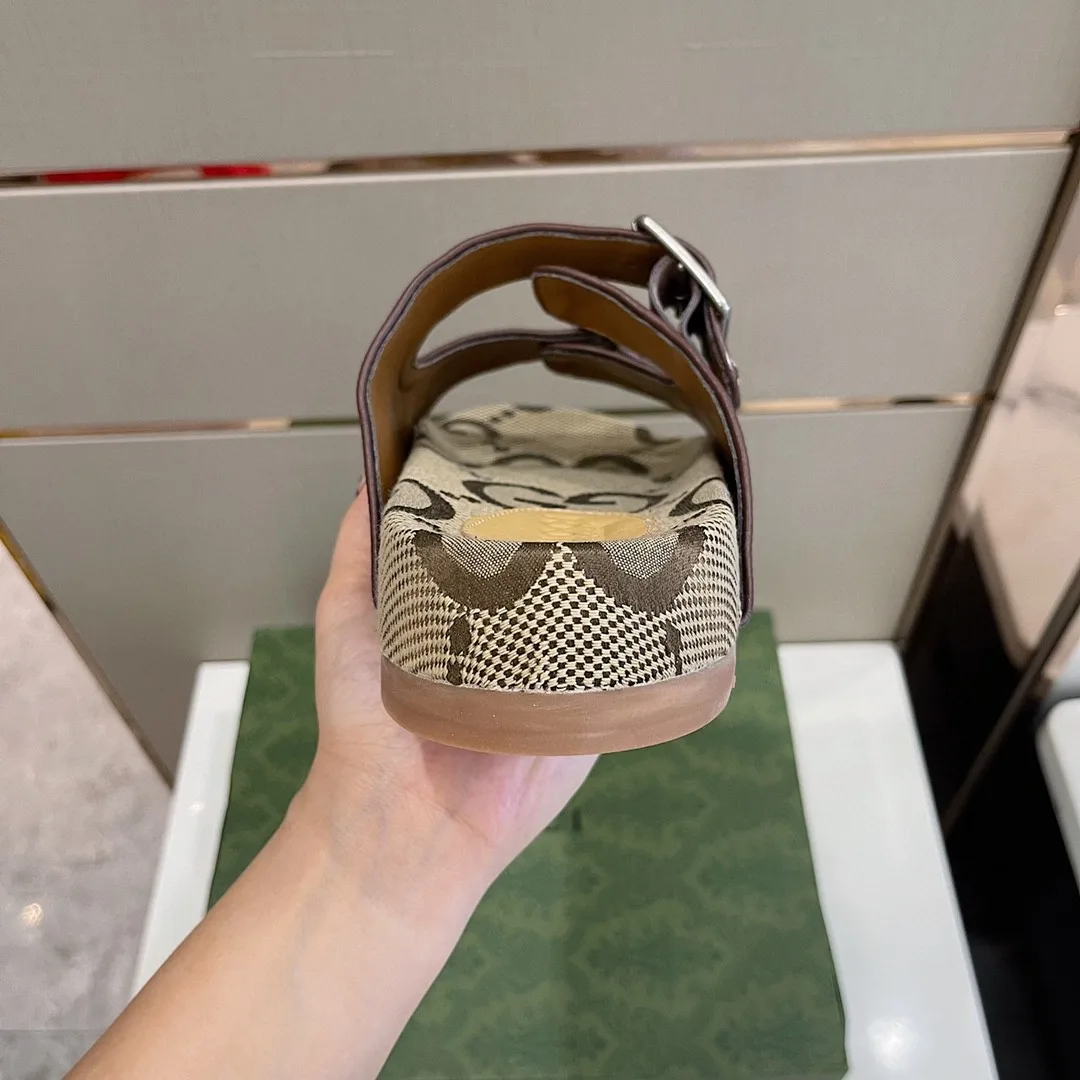 Gucci Maxi GG Slide Sandal With Straps Beige And Ebony 2HK60 - Image 6