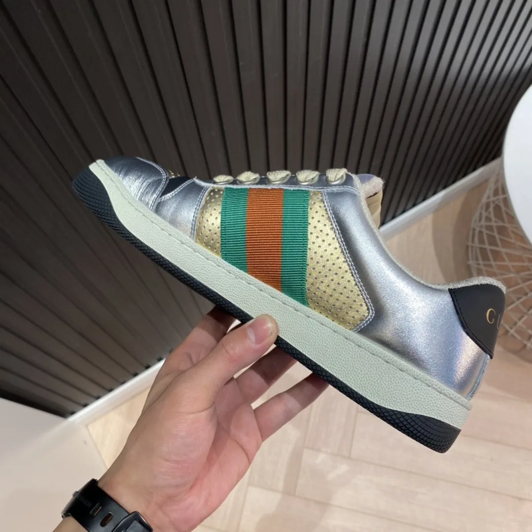 Alternative view of Gucci Men’s Screener Low Top Sneakers Silver Gold