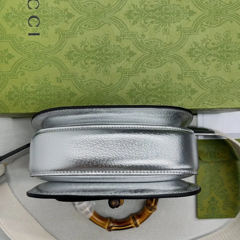 Gucci Bamboo 1947 Mini Top Handle Bag Silver - Image 11