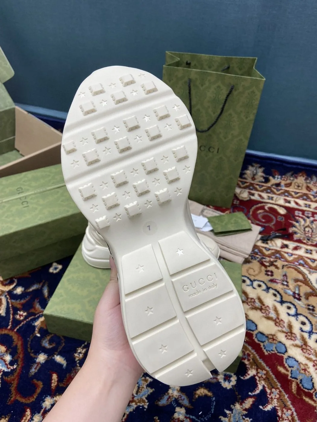 Alternative view of Gucci Men’s Rhyton Sneakers With Lemon Gucci White Ivory