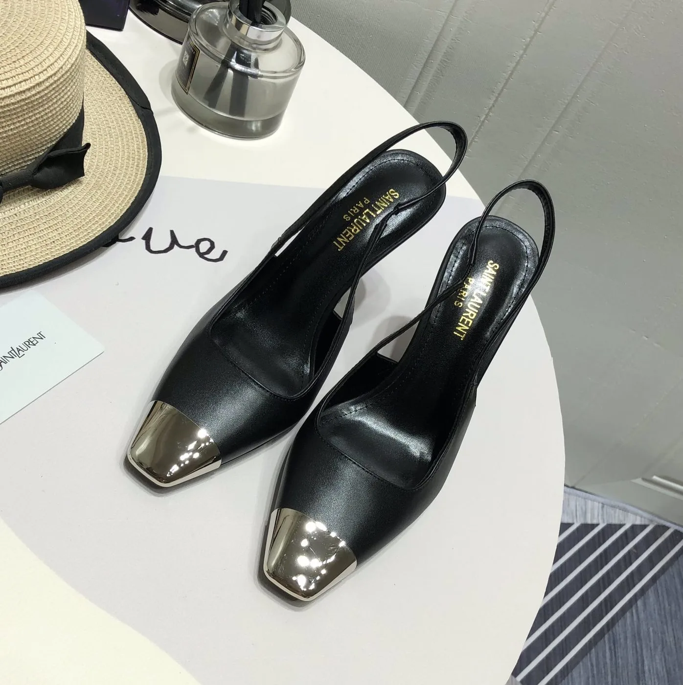 Alternative view of Saint Laurent Blade Slingback Pumps Black YSL