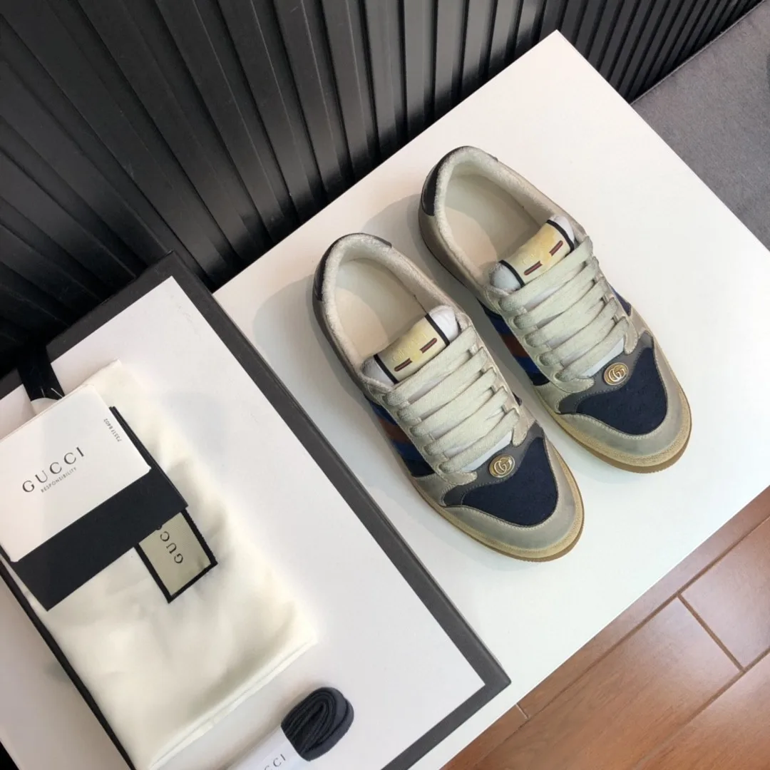 Gucci Women’s GG Screener Distressed White Blue - Image 3