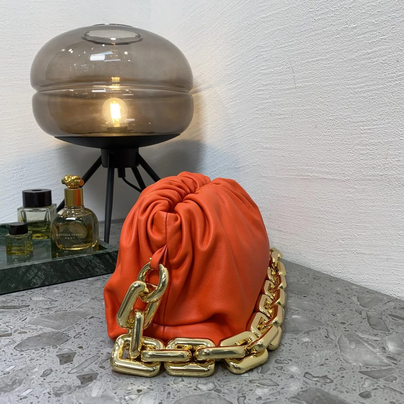 Bottega Veneta Chain Pouch Orange - Image 3