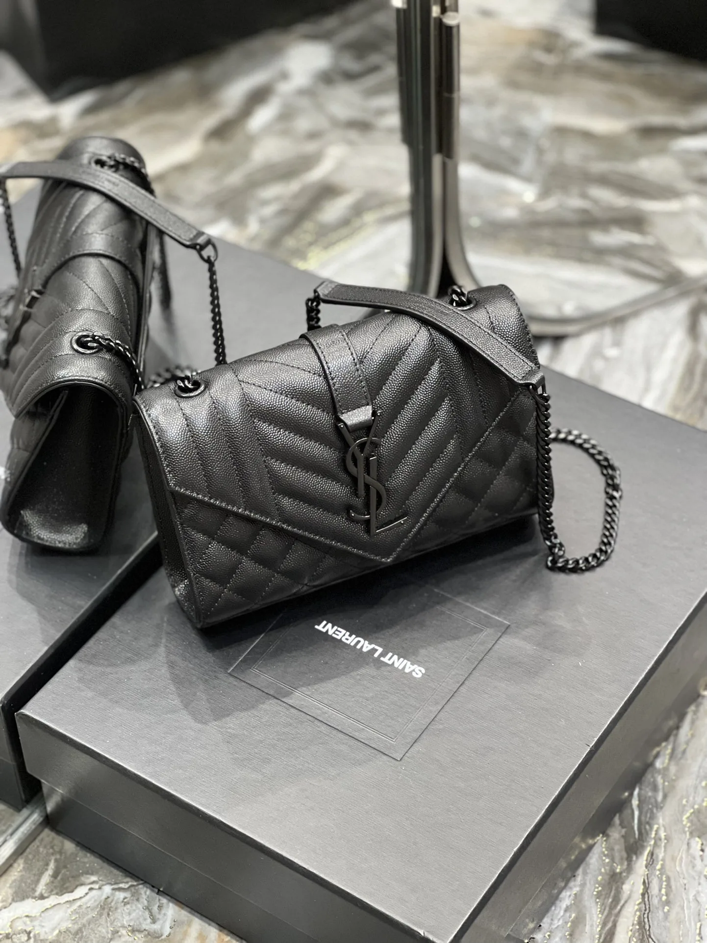 Saint Laurent Small Bag Black In Mix Matelasse / YSL - Image 8