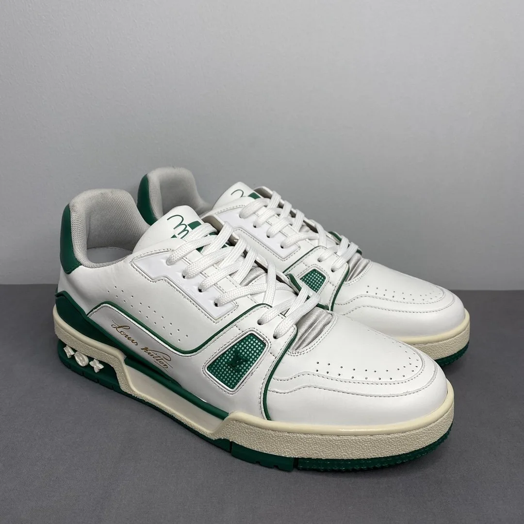 Louis Vuitton Trainer Sneaker Mix Of Materials White/Green