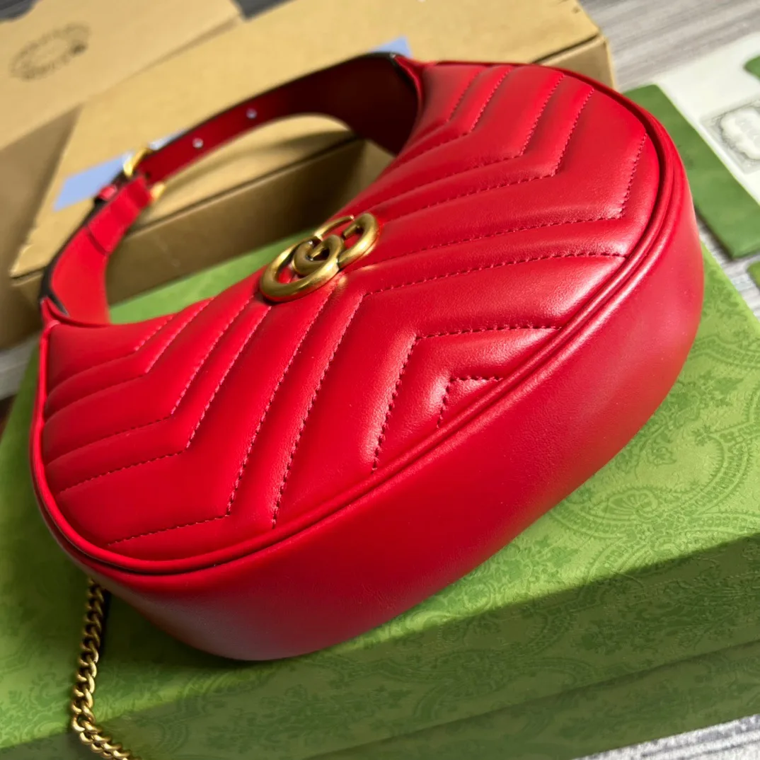 Alternative view of Gucci Marmont Half Moon Shaped Mini Bag Red
