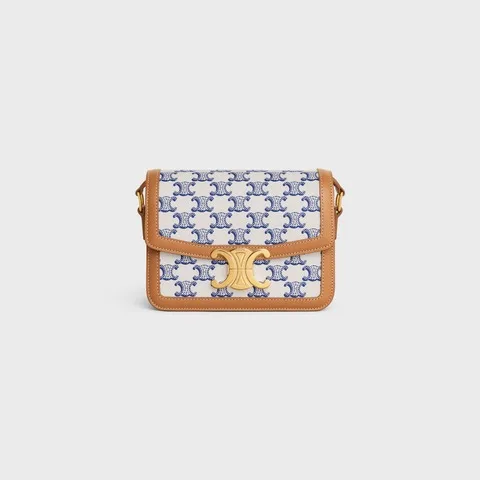 Teen Triomphe Bag In Triomphe Canvas And Calfskin Blue .07BL - Image 5
