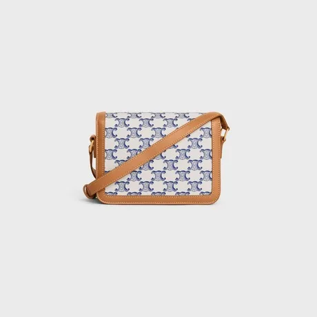 Teen Triomphe Bag In Triomphe Canvas And Calfskin Blue .07BL - Image 4