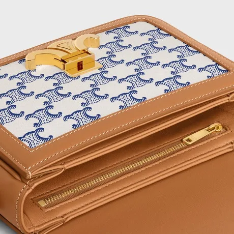 Teen Triomphe Bag In Triomphe Canvas And Calfskin Blue .07BL - Image 3