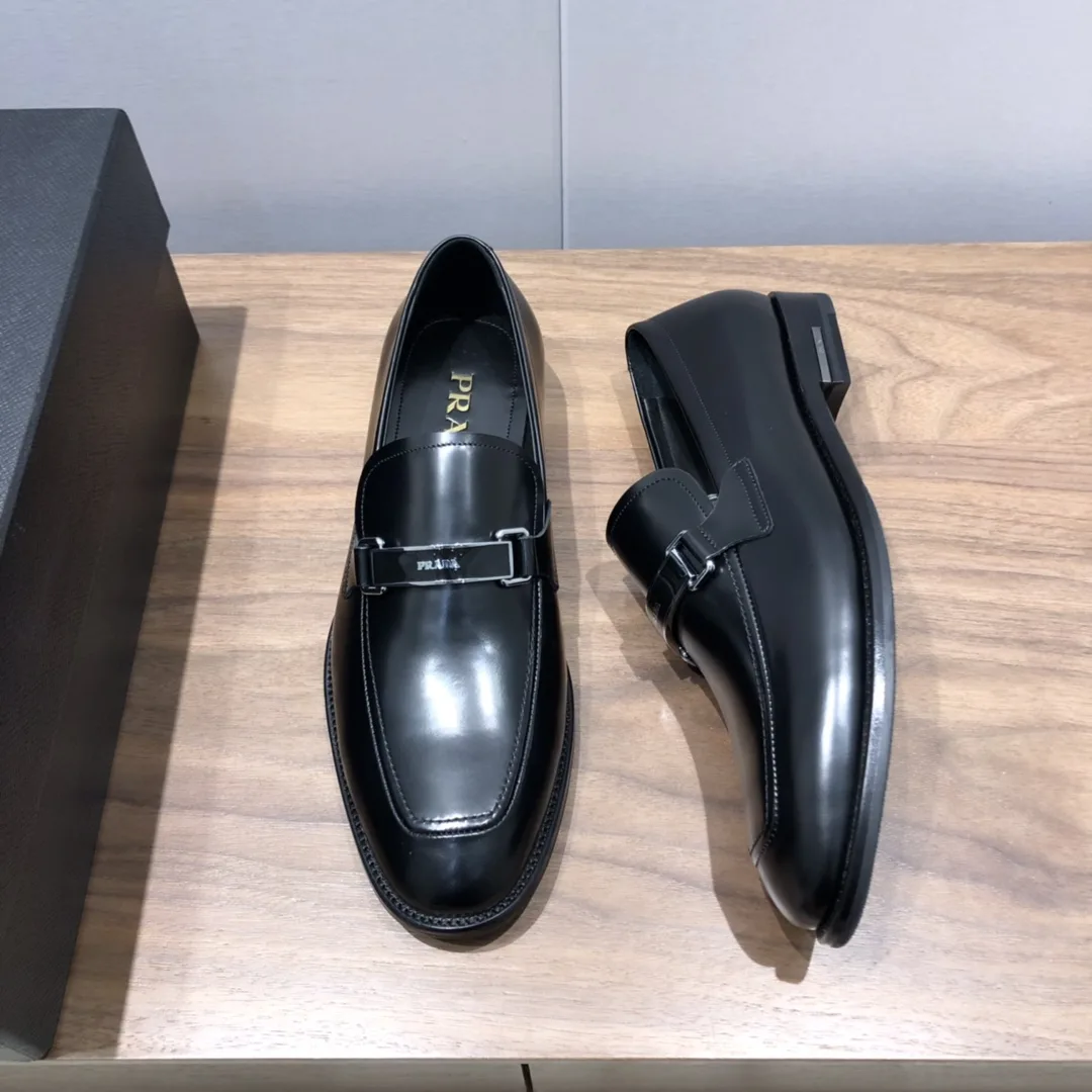 Prada Brushed Loafers Black / PRD - Image 4