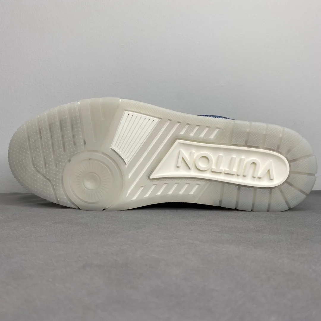 Louis Vuitton Trainer Sneaker Rubber Monogram Denim Blue Virgil Abloh - Image 5