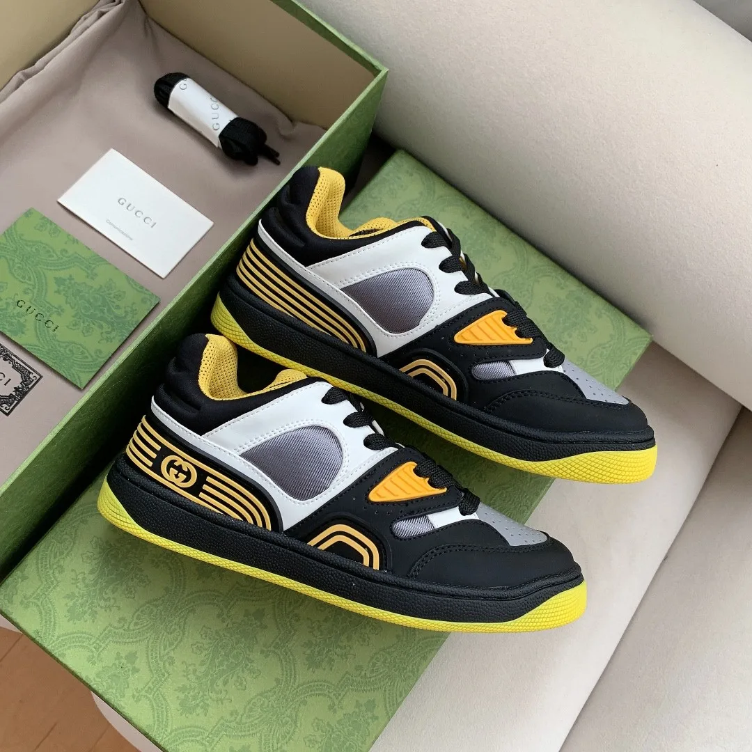 Gucci Men’s Basket Sneaker Black Yellow And White - Image 4