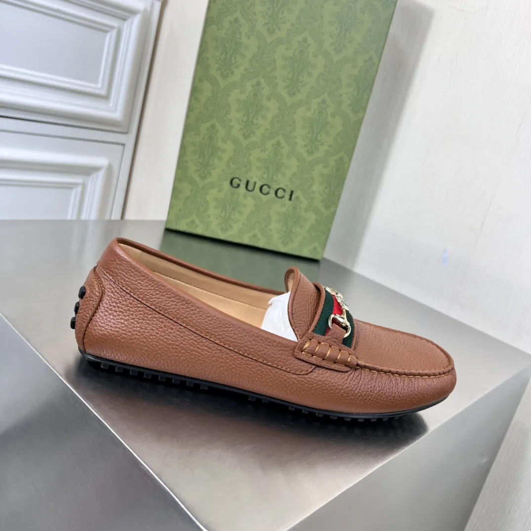 Gucci Men’s Loafers With Web Details Brown - Image 9