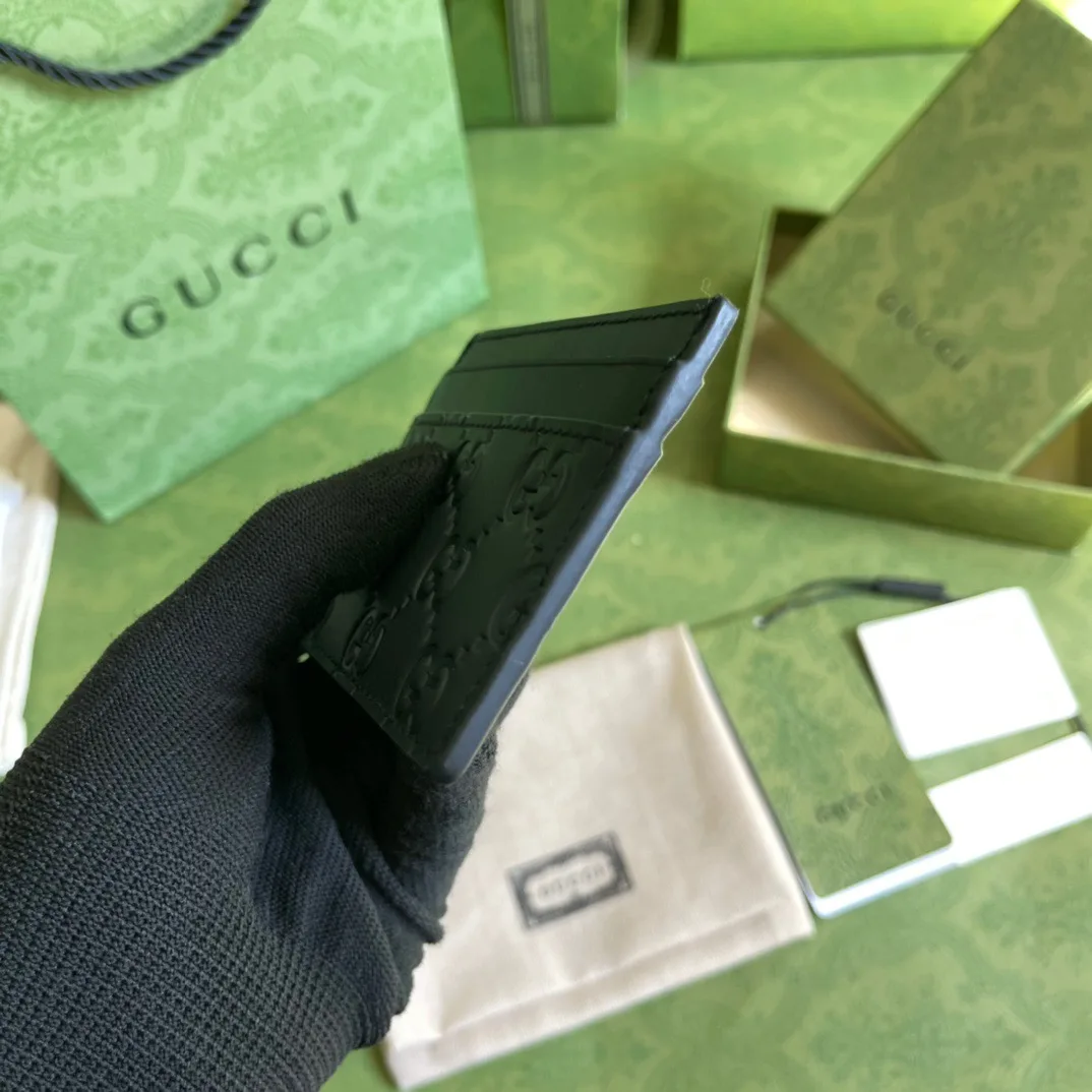 Gucci Card Case GG Embossed in Black / - Image 3