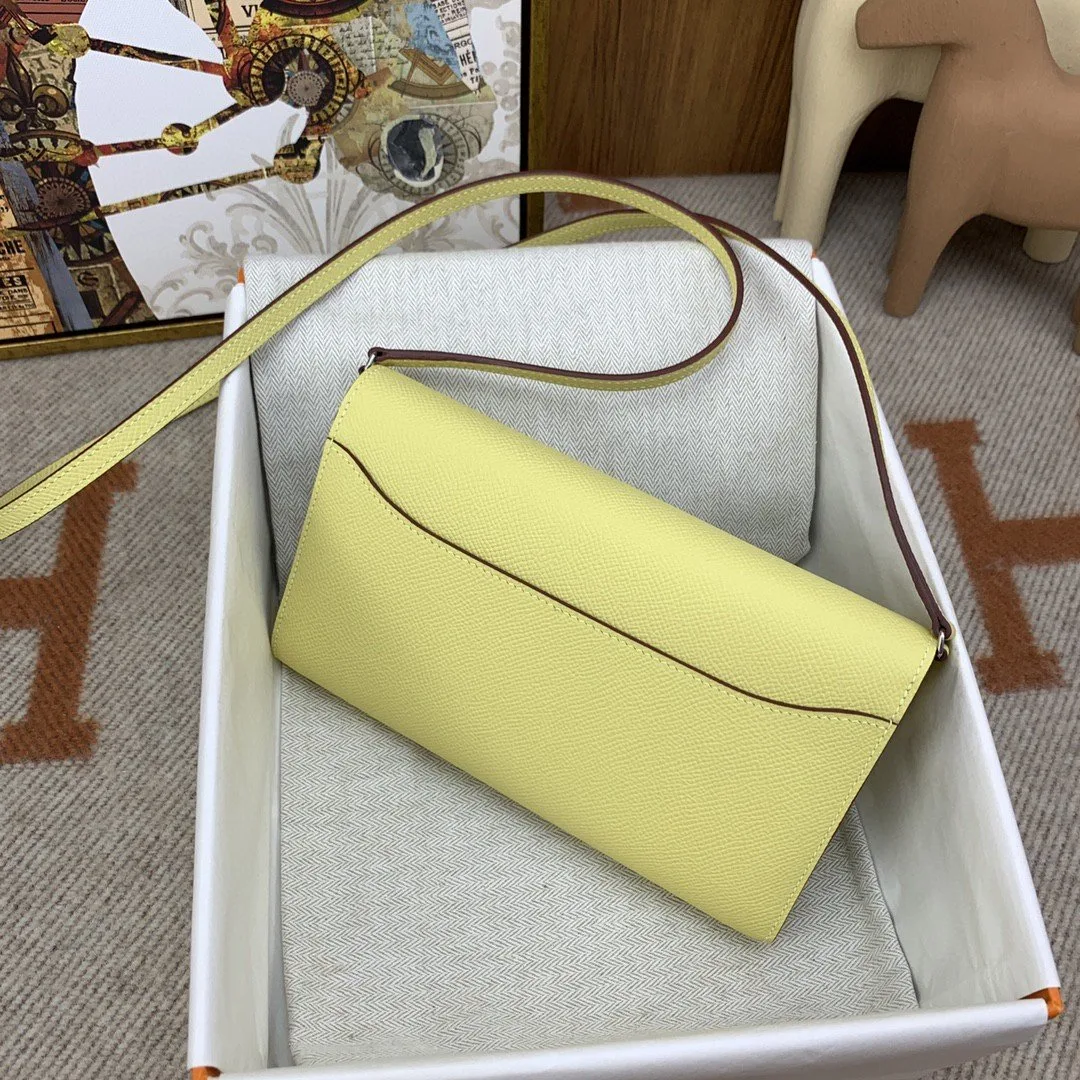 Hermes Constance Long Togo Wallet Yellow, Silver Toned Hardware Bag - Image 4