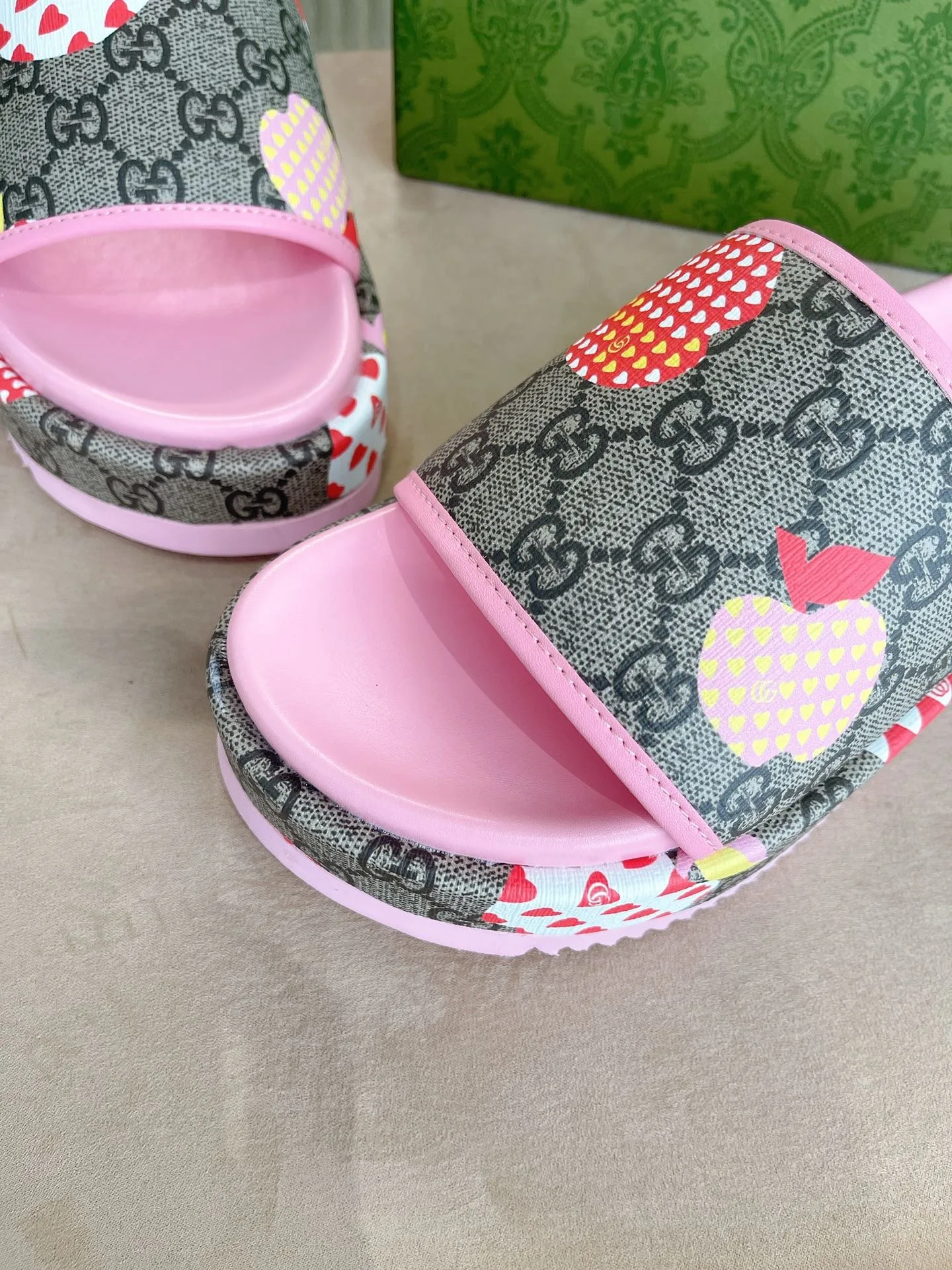 Alternative view of Gucci GG Blooms Supreme Floral Slide Sandal By Canvas Fabric Pink