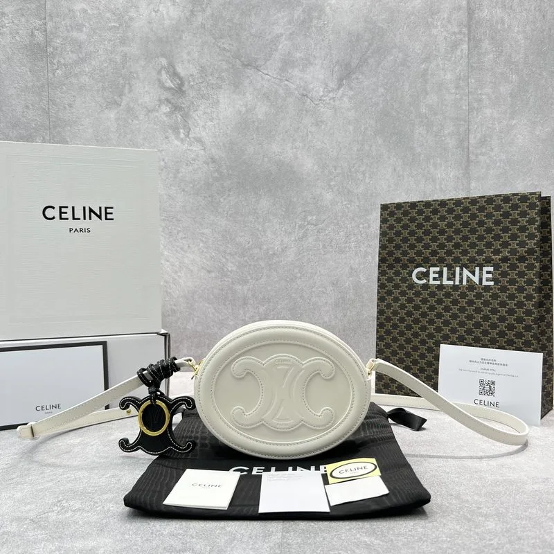 Celine Crossbody Oval Purse Cuir Triomphe White /