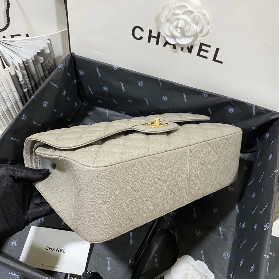 Chanel Classic Flap Bag Large Crossbody / Grey Gold Hardware - Image 10