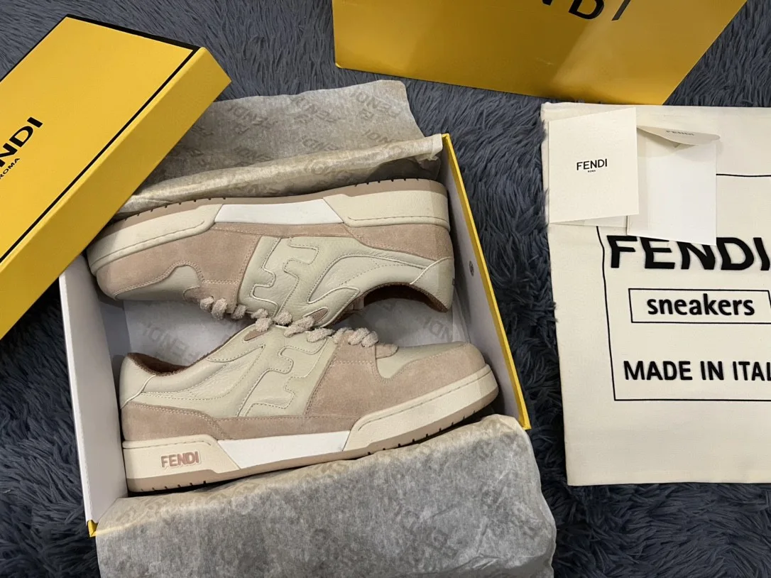Fendi Match Low Tops Sneakers Beige/Brown 7E1493 - Image 10