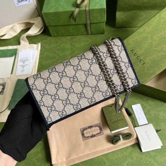 Alternative view of Gucci Horsebit 1955 Wallet With Chain Beige And Blue /