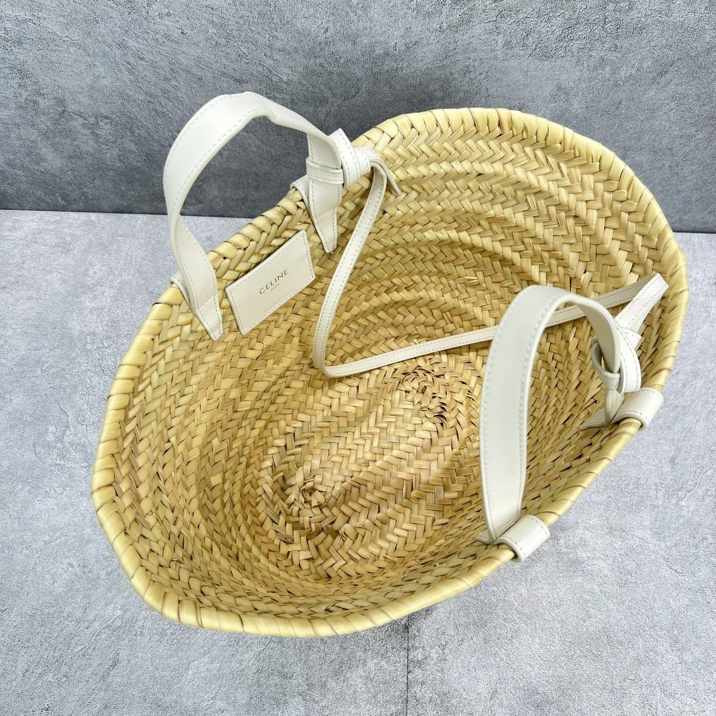Celine Teen Triomphe Celine Classic Panier In Palm Leaves And Lizard White / - Image 4