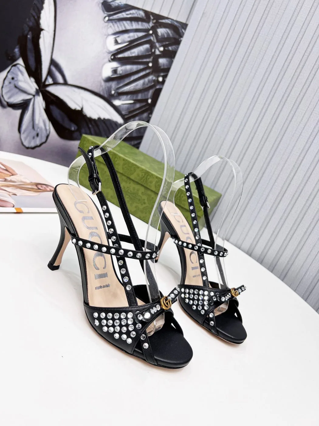 Gucci Women’s Sandal With Crystals Black - Image 3