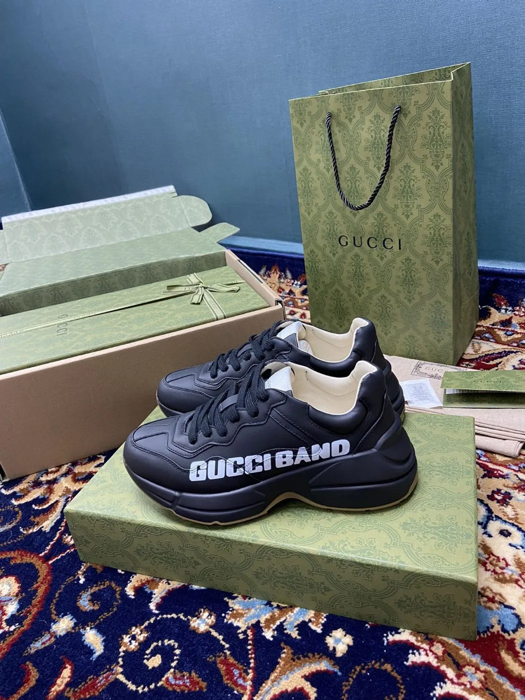Alternative view of Gucci Men’s Rhyton Sneakers With Gucci Band Black