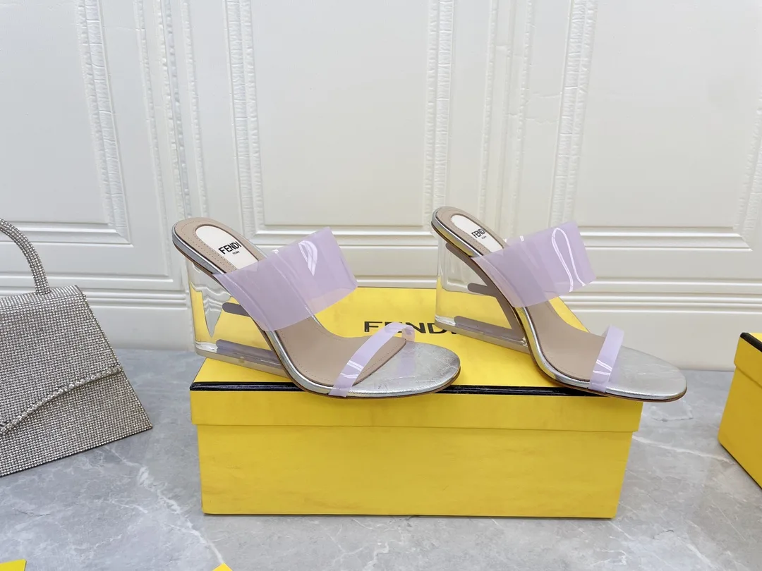 Fendi First Violet Transparent High-Heeled Sandals - Image 4