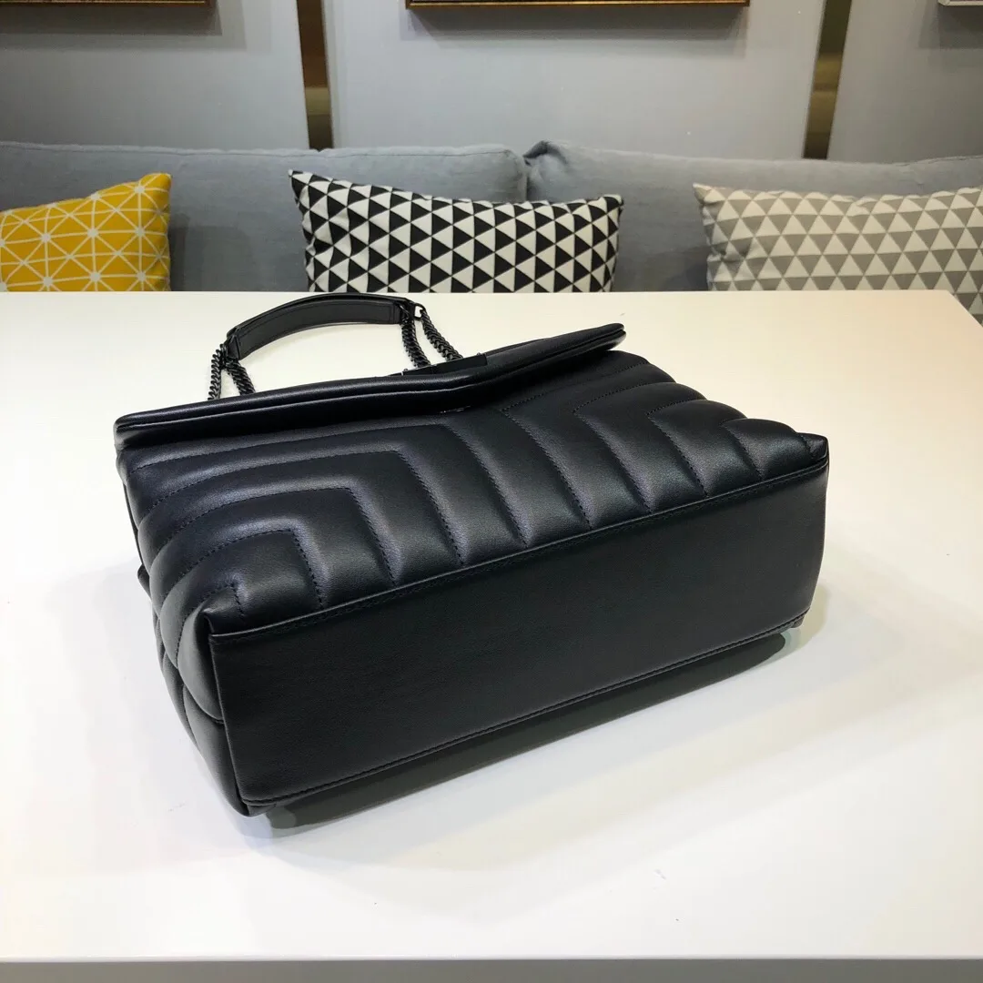 Alternative view of Saint Laurent Loulou Small Chain Bag In Matelassé Y Black / YSL