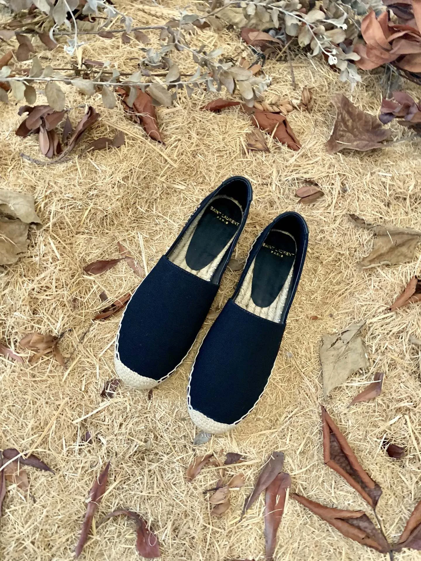 Saint Laurent Saint Laurent Embroidered Espadrilles Black YSL - Image 8
