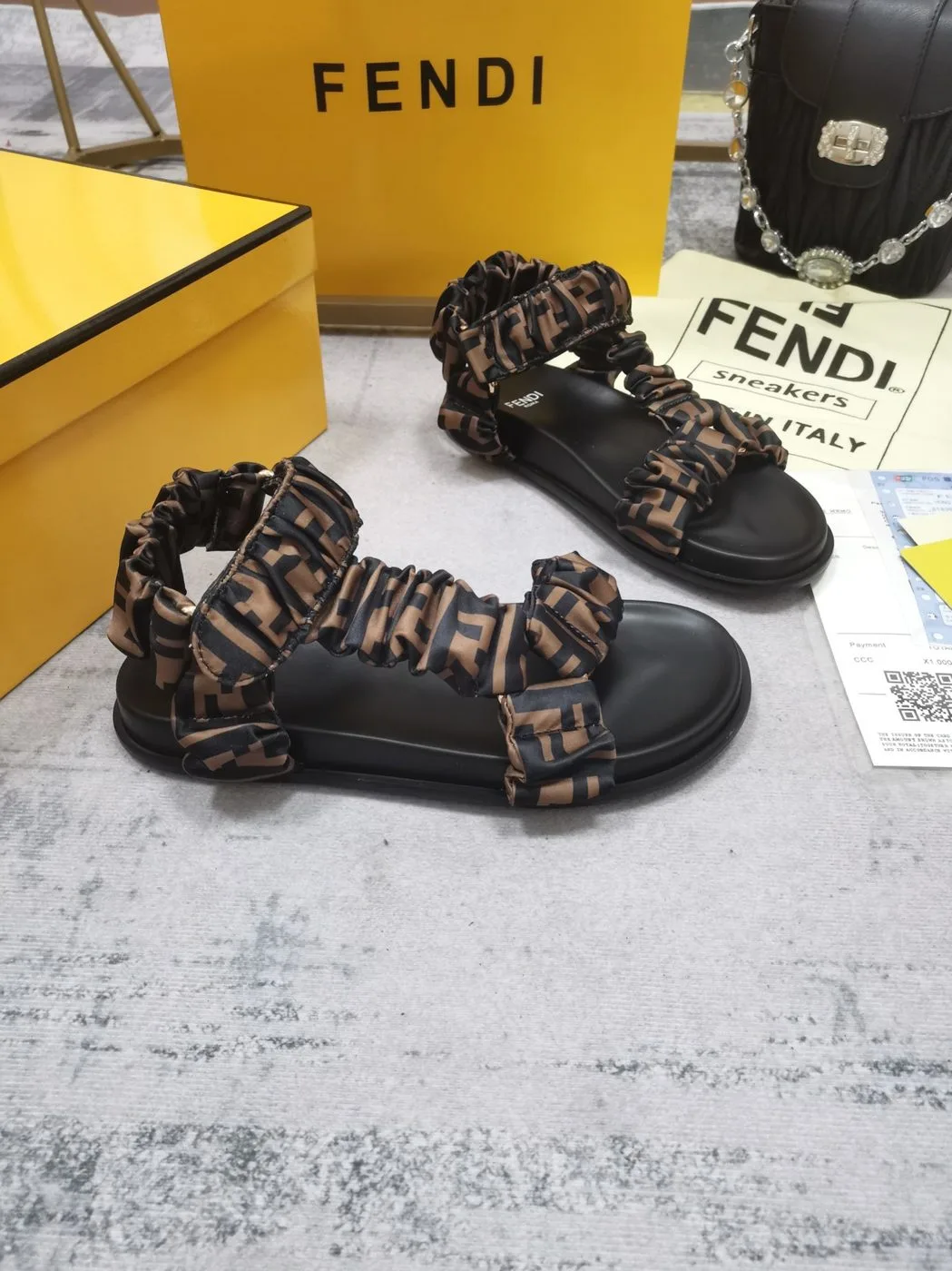 Fendi Feel Brown Satin Sandals 8X8291AE7SF0R7V - Image 4