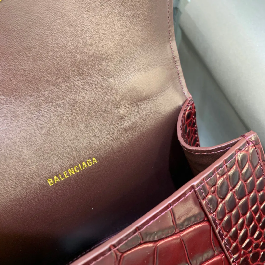 Balenciaga Hourglass XS Handbag In Dark Red - Image 3