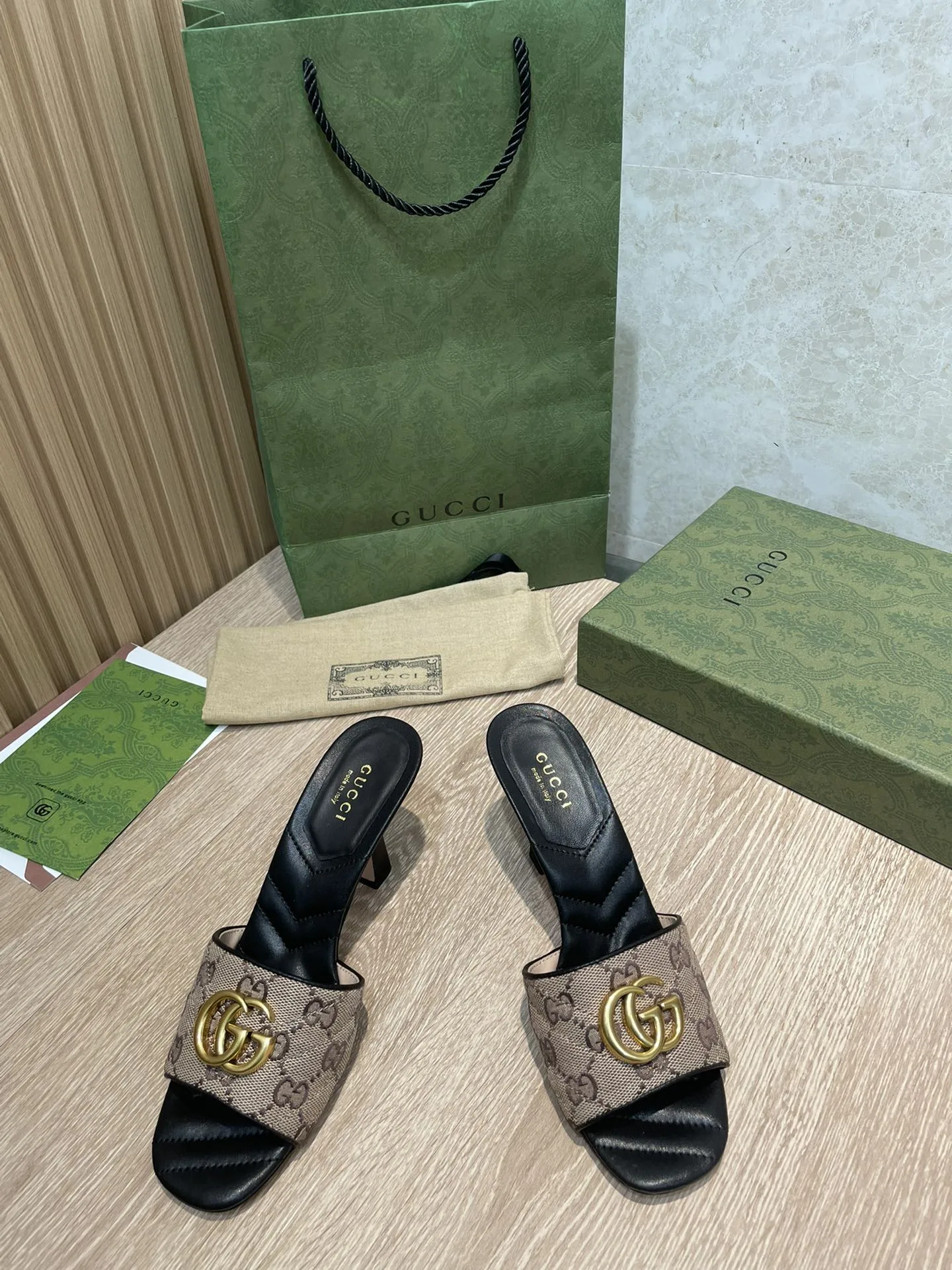 Gucci Double G Slide Sandal Chevron Matelasse Black GG - Image 3
