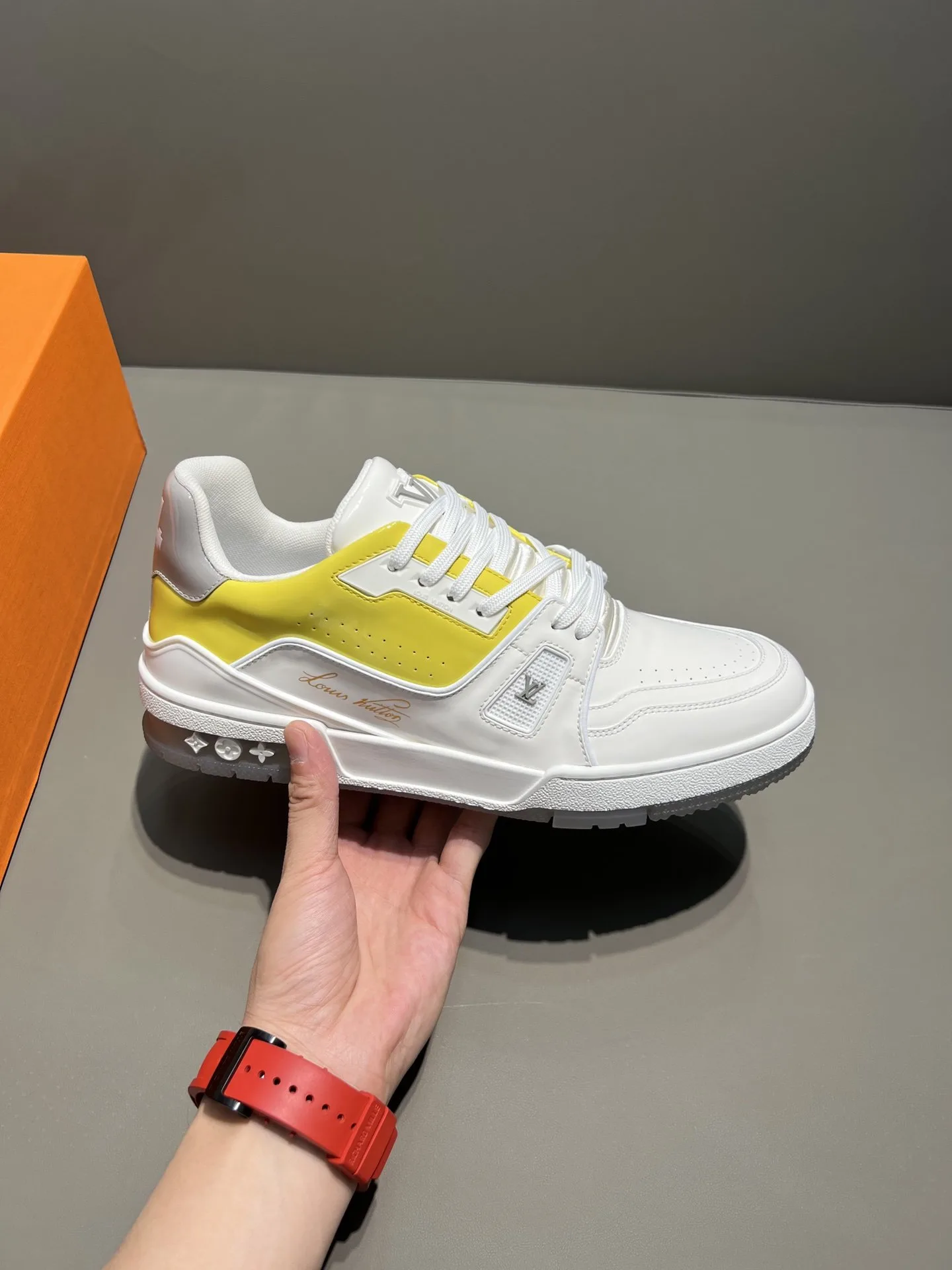 Louis Vuitton Trainer Sneaker White/Yellow Virgil Abloh - Image 9