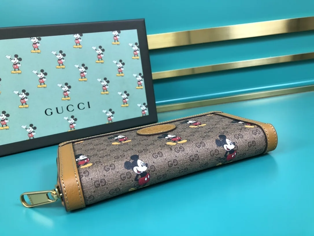 Gucci x Disney Mickey Light Brown Light Brown Zip Around Wallet - Image 3