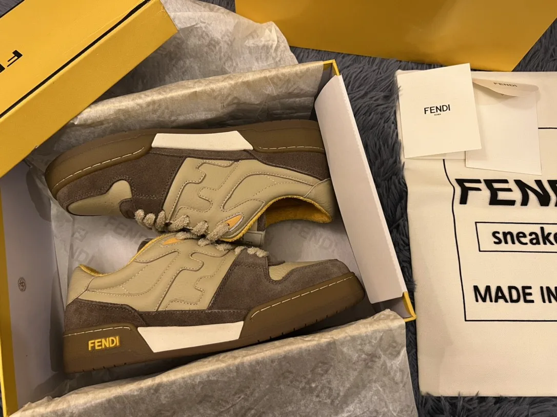 Fendi Match Low Tops In Beige 8E8252AHH2F1FHU - Image 9