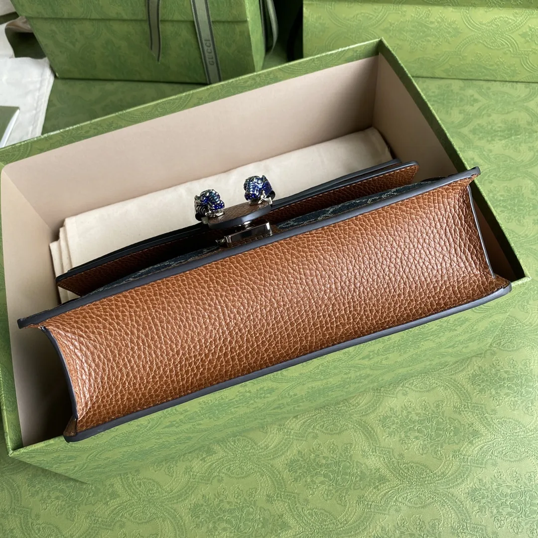 Gucci Dionysus Small Shoulder Bag / Dark Blue/ Ivory Eco Washed Organic GG Jacquard Denim Antique Silver Hardware - Image 6