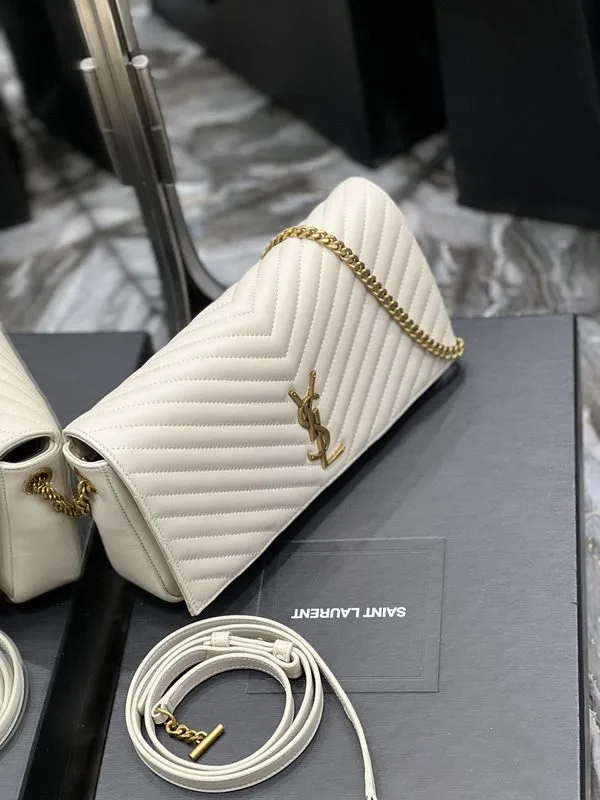Alternative view of Saint Laurent Kata 99 Chain Bag White With Gold Hardware / YSL