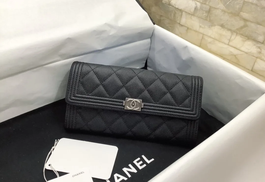 Alternative view of Chanel CO-CO Long Flap Wallet in Black with Silver Hardware , /