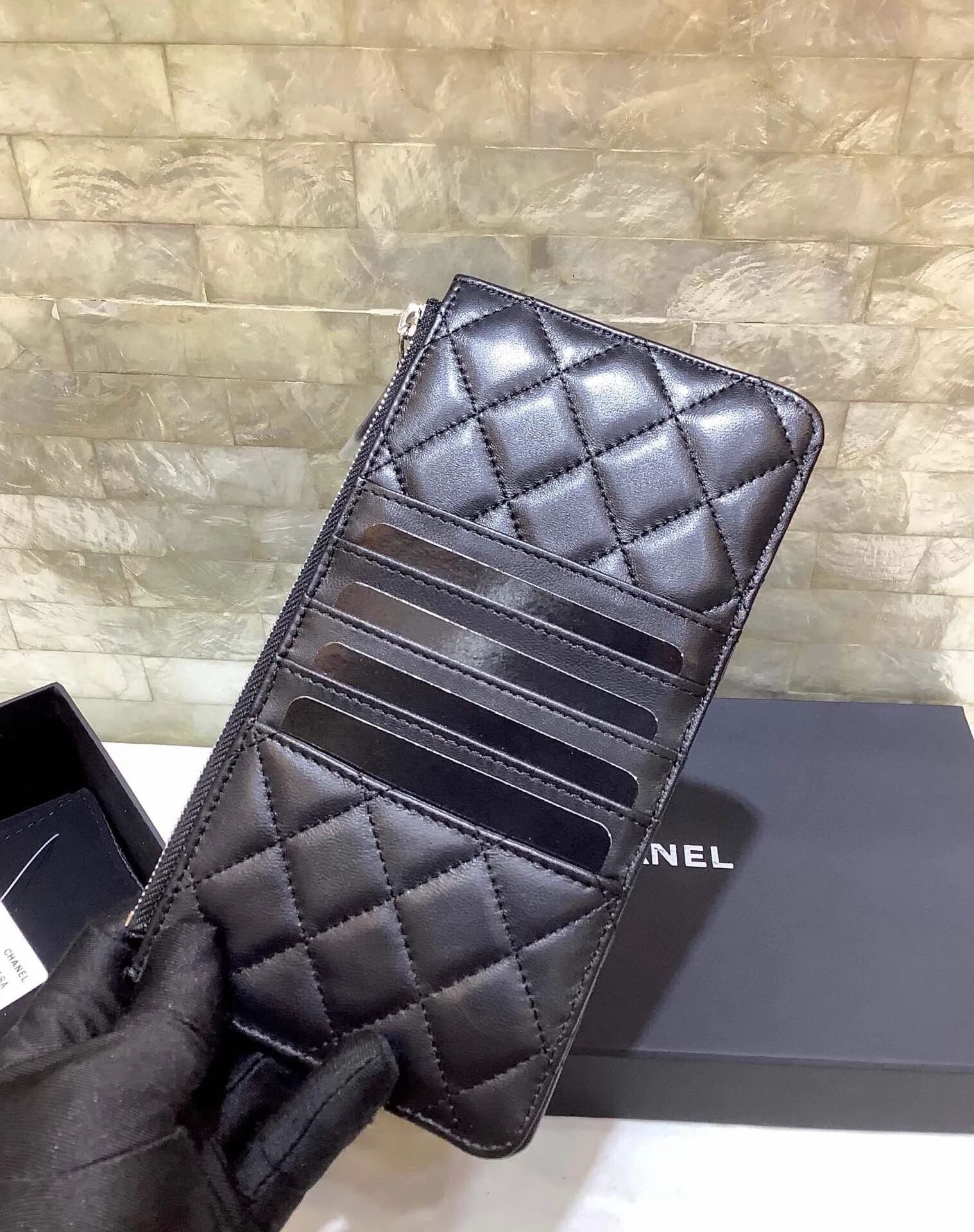 Alternative view of Chanel CO-CO Mini Pouch Wallet Black Silver Hardware /