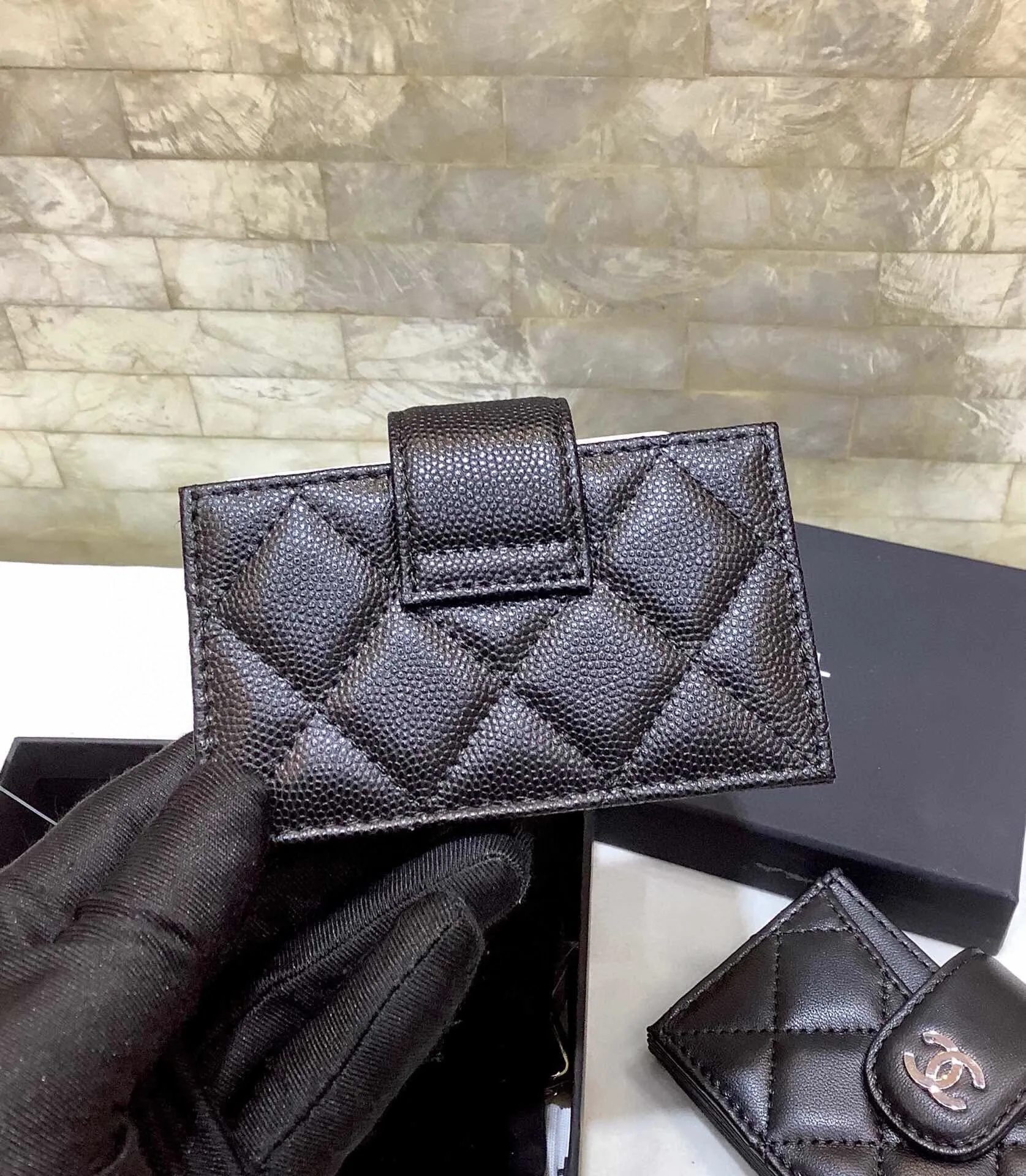 Alternative view of Chanel CO-CO Card Holder Wallet Black Gold Hardware /