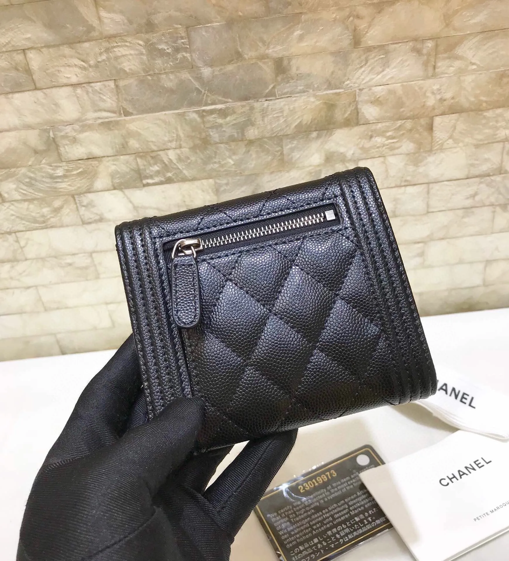 Alternative view of Chanel CO-CO Flap Card Holder Wallet Black Silver Hardware /