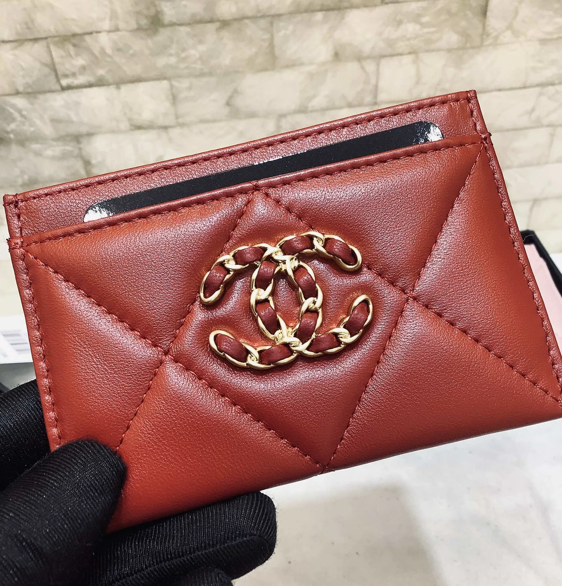 Alternative view of Chanel CO-CO 19 Card Holder Wallet / Gold Toned Hardware Beige