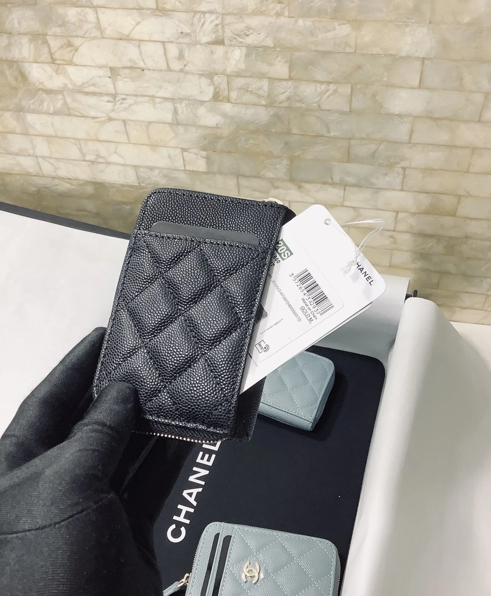 Alternative view of Chanel CO-CO Small Card Holder Wallet Black Gold Hardware /