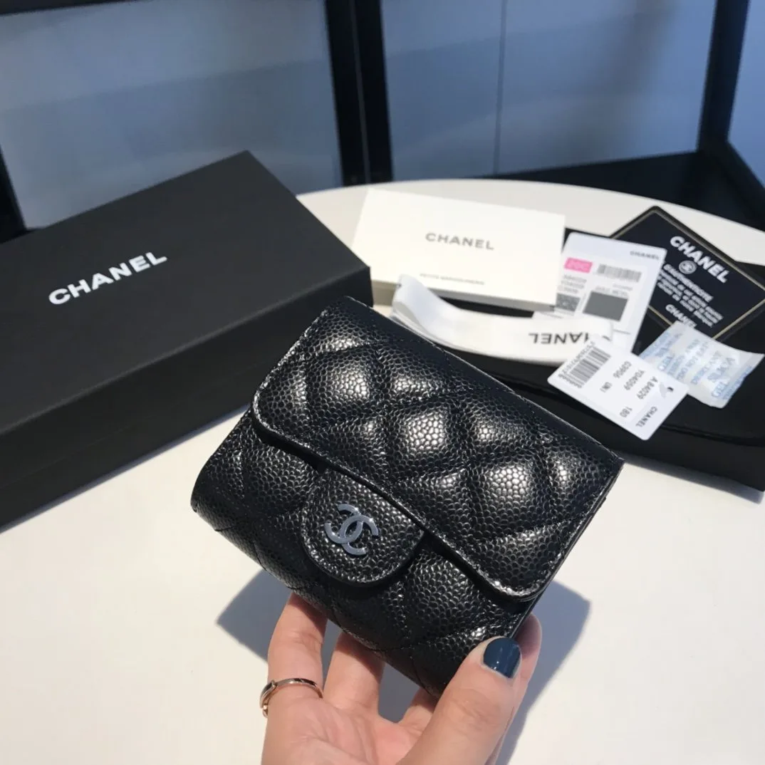 Alternative view of Chanel CO-CO Boy Flap Card Holder / Silver Hardware Black