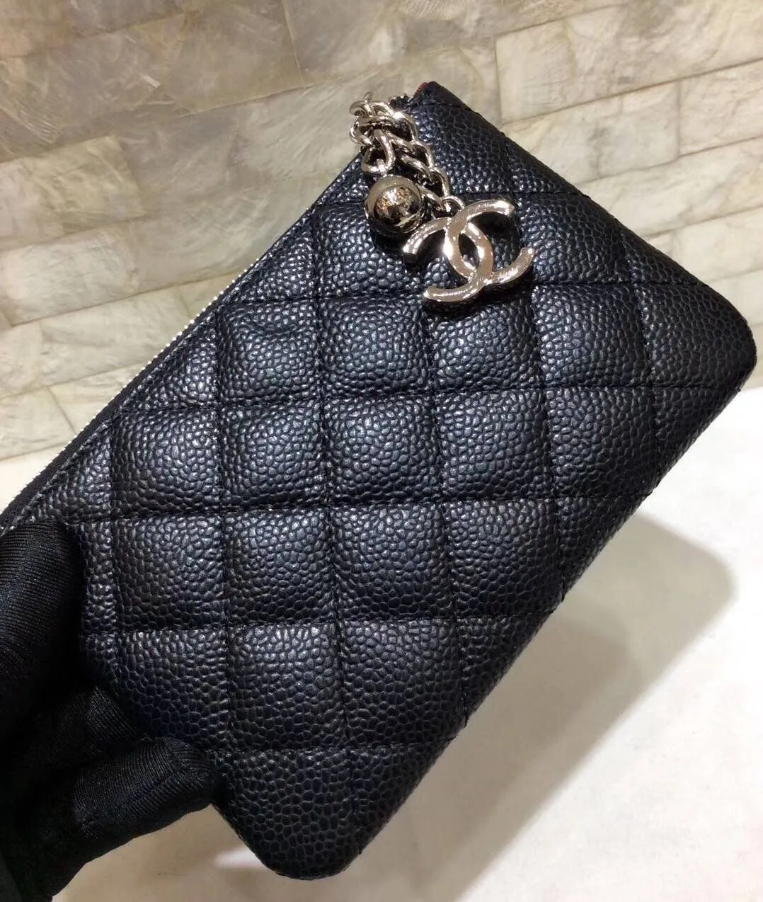 Alternative view of Chanel CO-CO Classic Mini Pouch Wallet / Gold Toned Hardware Black