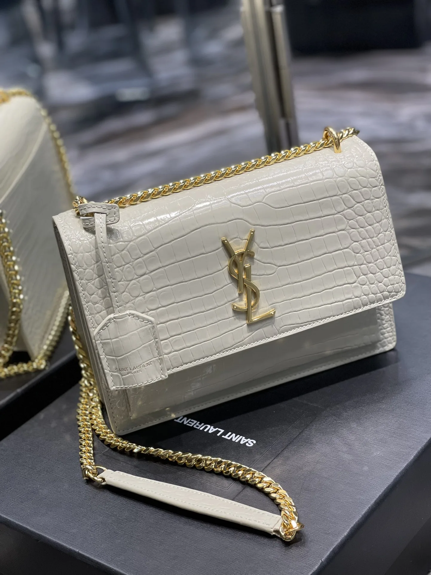 Alternative view of Saint Laurent Sunset Medium Chain Bag / White YSL