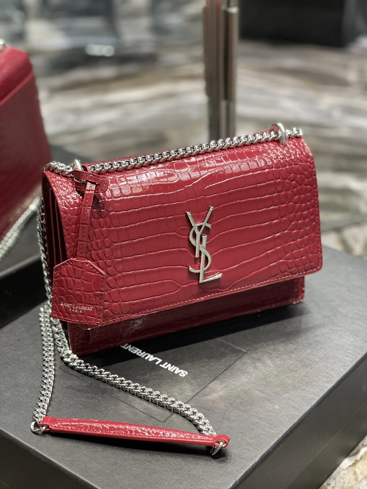 Saint Laurent Sunset Medium Chain Bag Red / YSL - Image 2