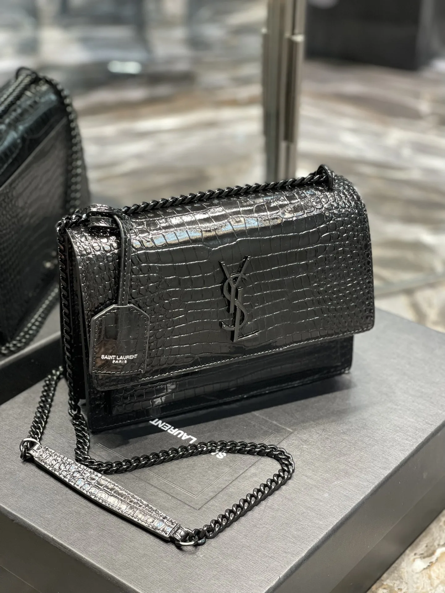 Saint Laurent Sunset Medium Chain Bag Black / YSL - Image 2