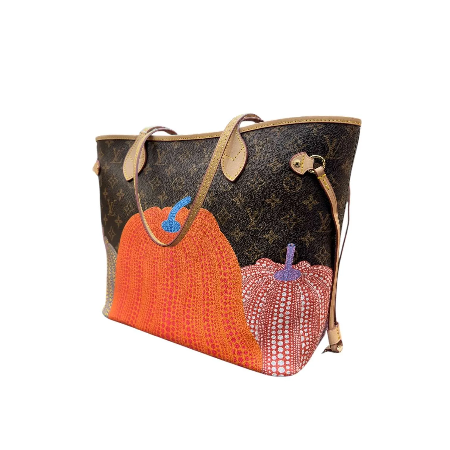 Pumpkin Monogram Neverfull MM style tote bag red interior USA - Image 3